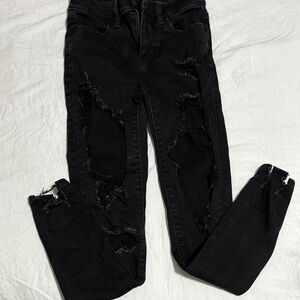 American Eagle Outfitters Black Distressed Skinny Jeans